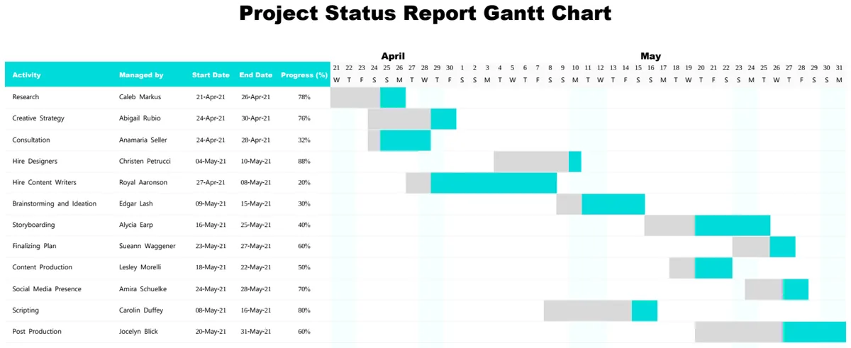 Project Status Report Gantt Chart preview
