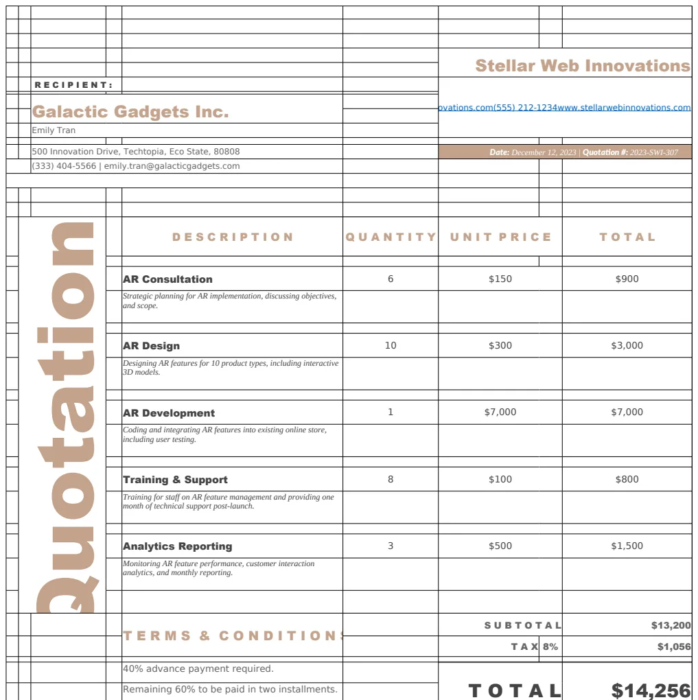 Quotation Form Template preview