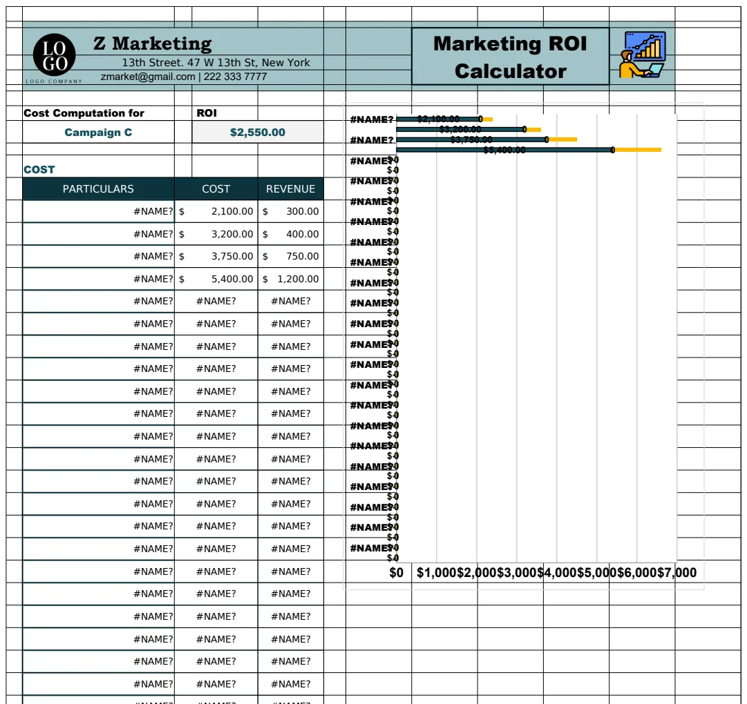 Marketing ROI Calculator Template preview