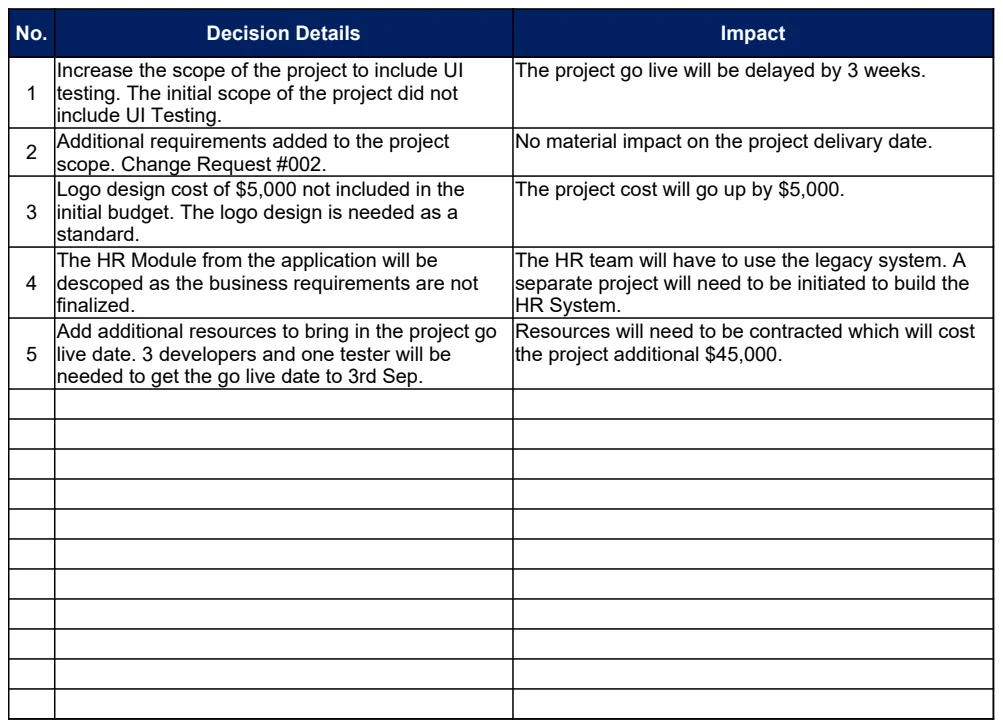 Decision Log Template preview
