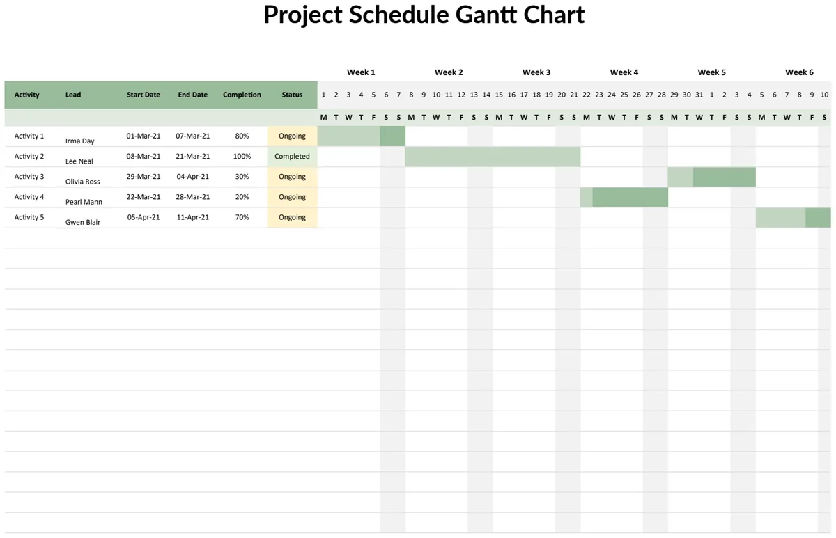 Project Schedule Gantt Chart preview