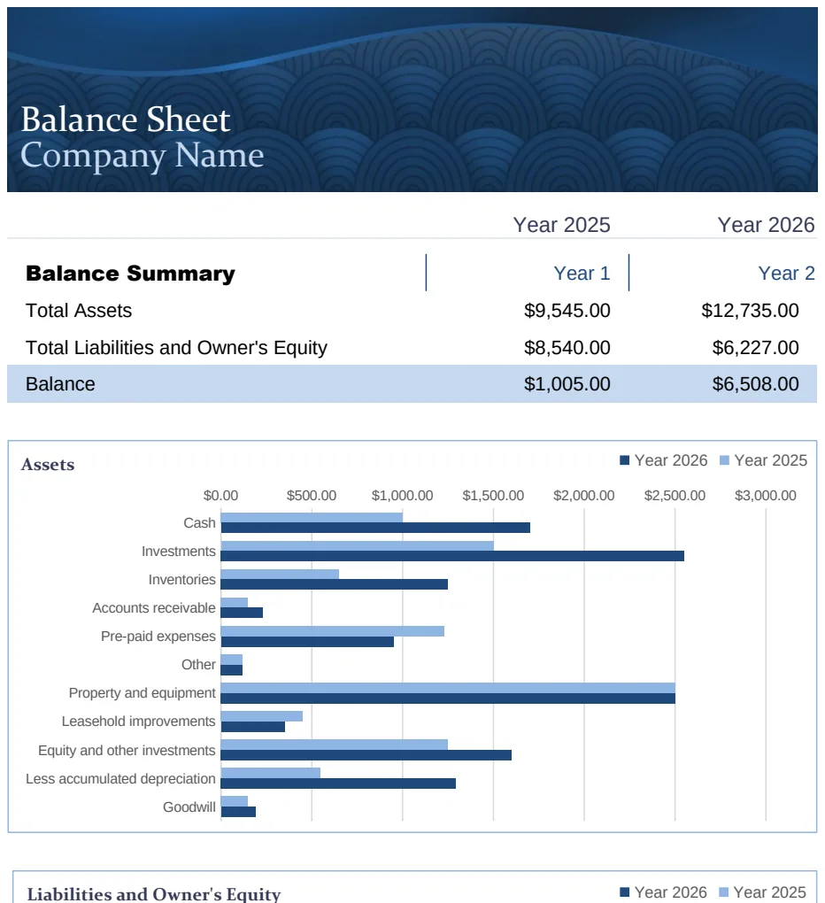 Blue Balance Sheet preview