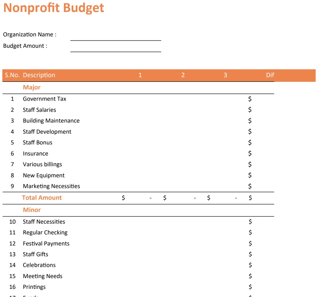 Nonprofit Budget Template preview
