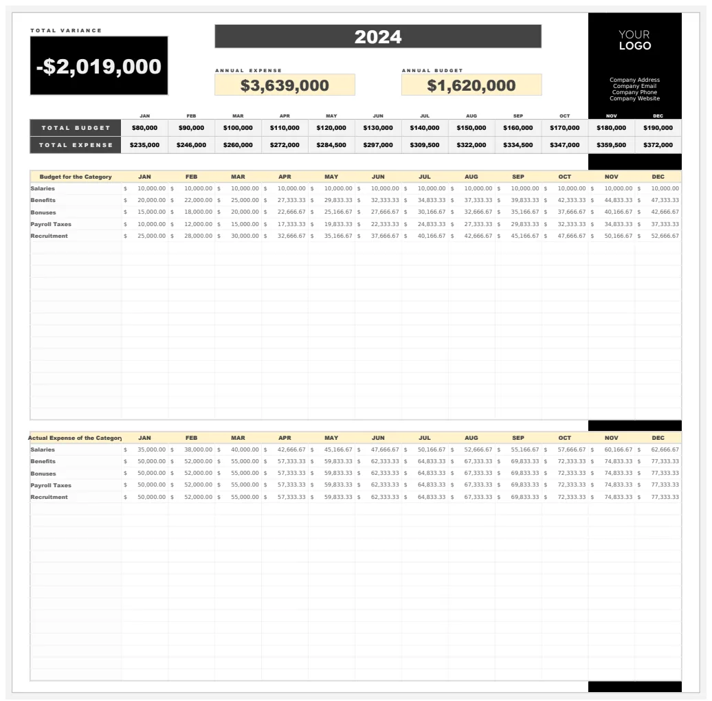 Operations Facility Budget Tracking Template preview