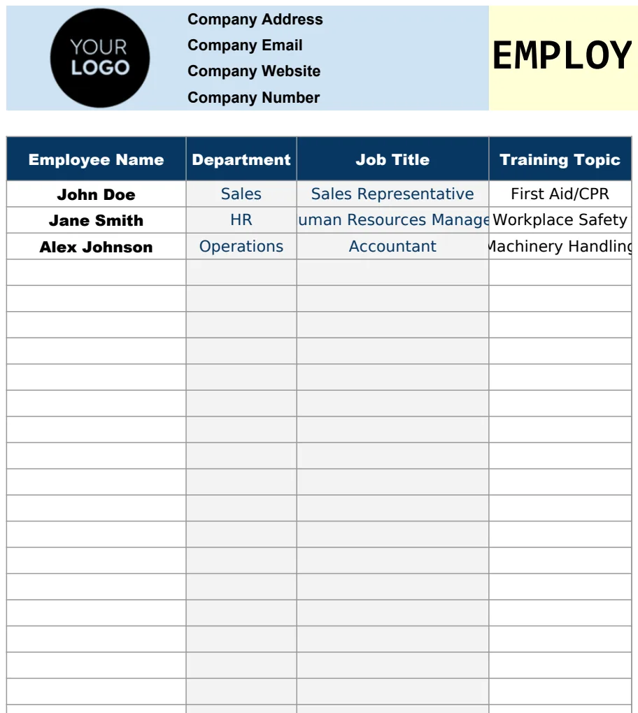 Employee Health and Safety Training Tracker preview