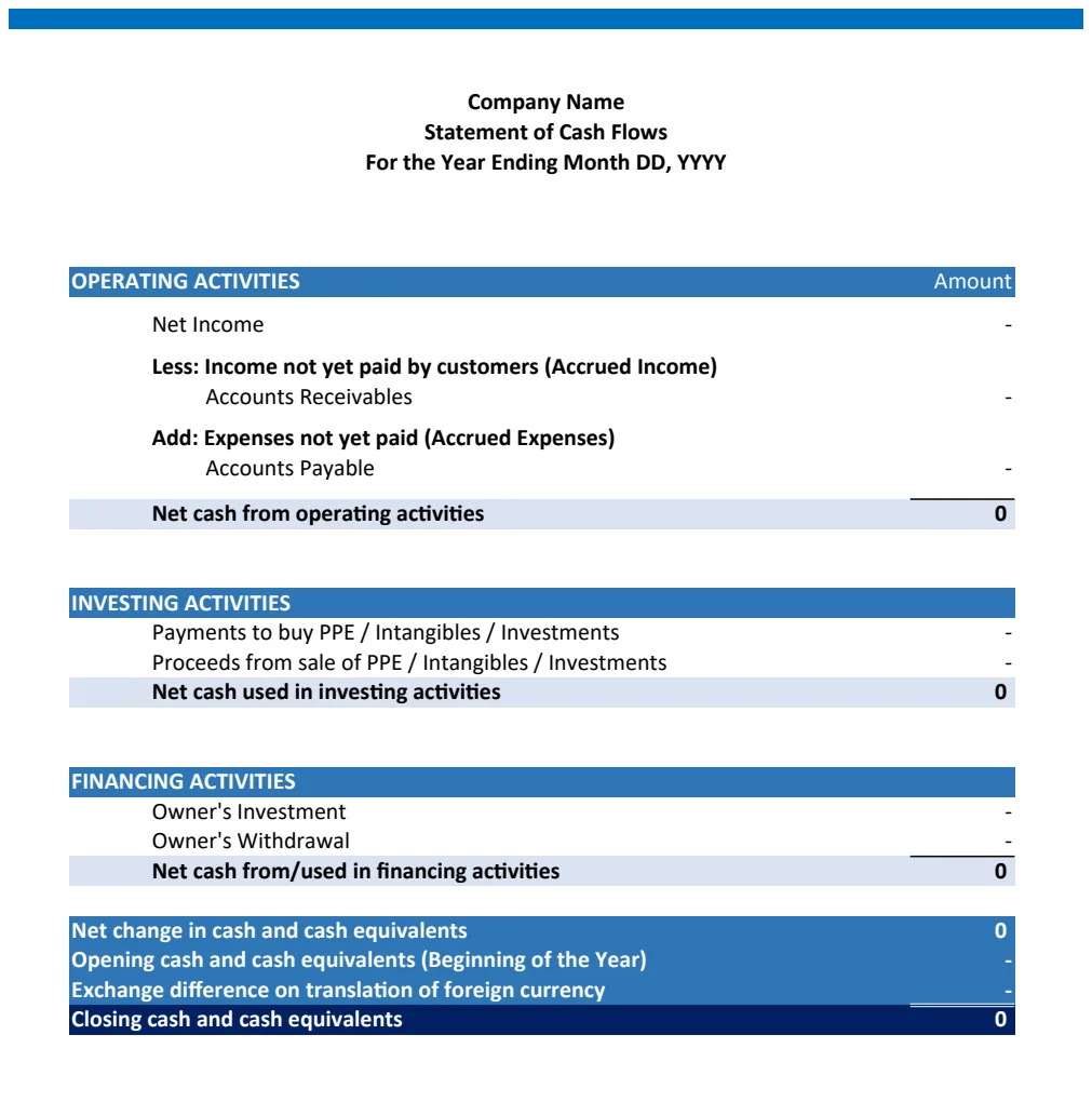 Simple Cash Flow Statement for Small Business preview