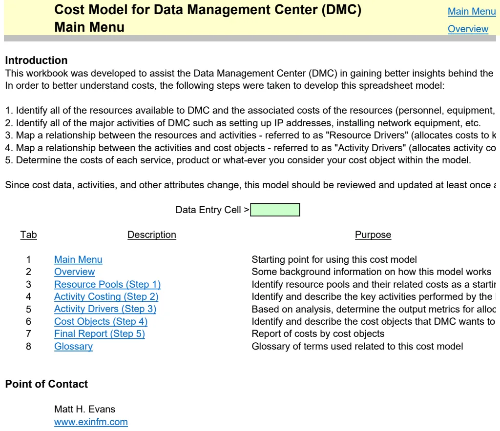 Data Management Center ABC Cost Model preview