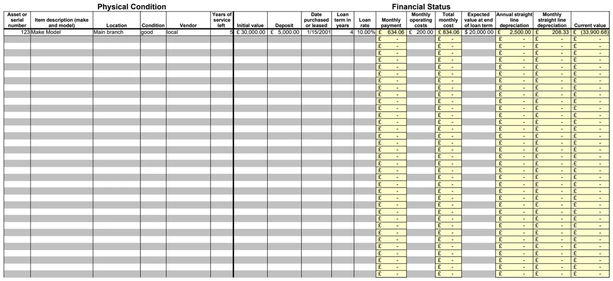 Equipment Inventory List preview