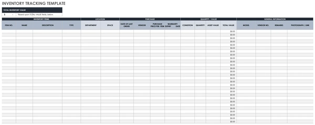 Inventory Tracking Template preview