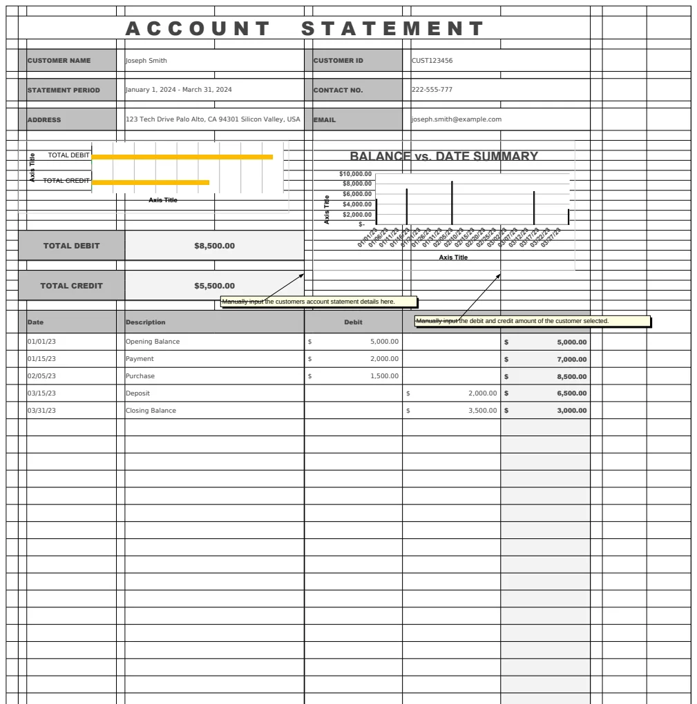 Account Statement with Customer Details preview