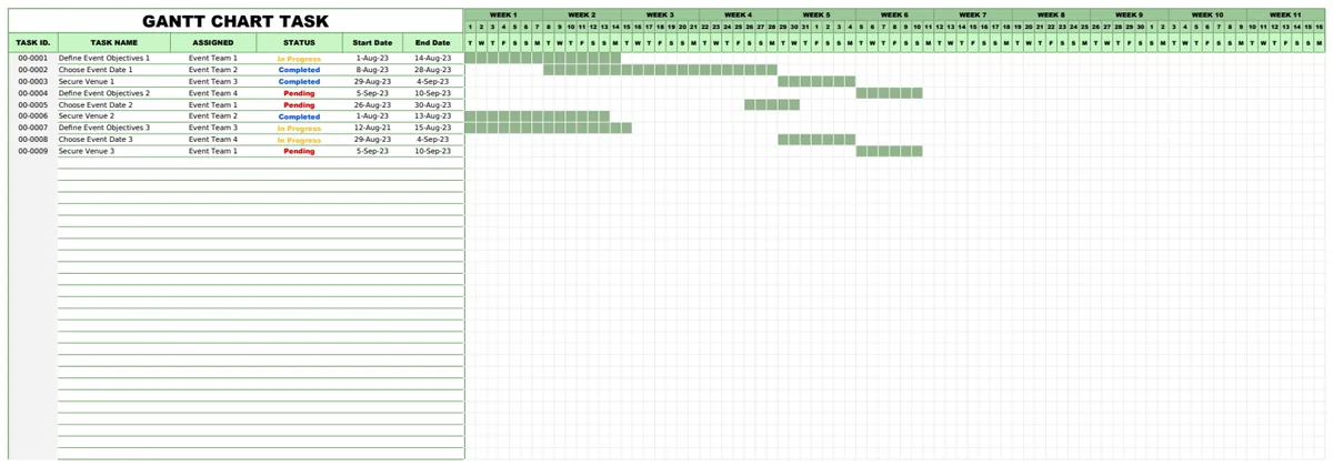 Gantt Chart Task Template 1 preview
