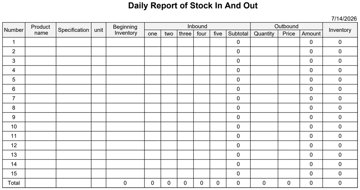 Daily Report of Stock In And Out preview