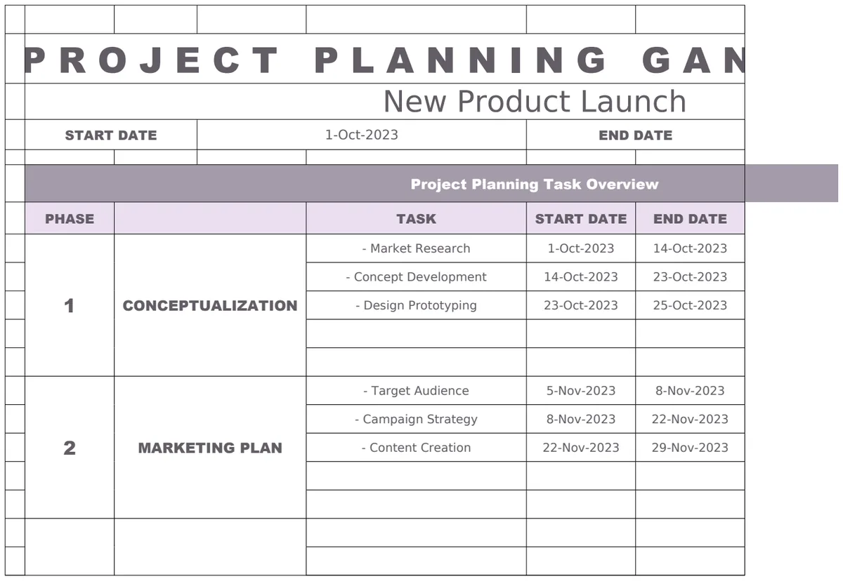 Project Planning Gantt Chart preview