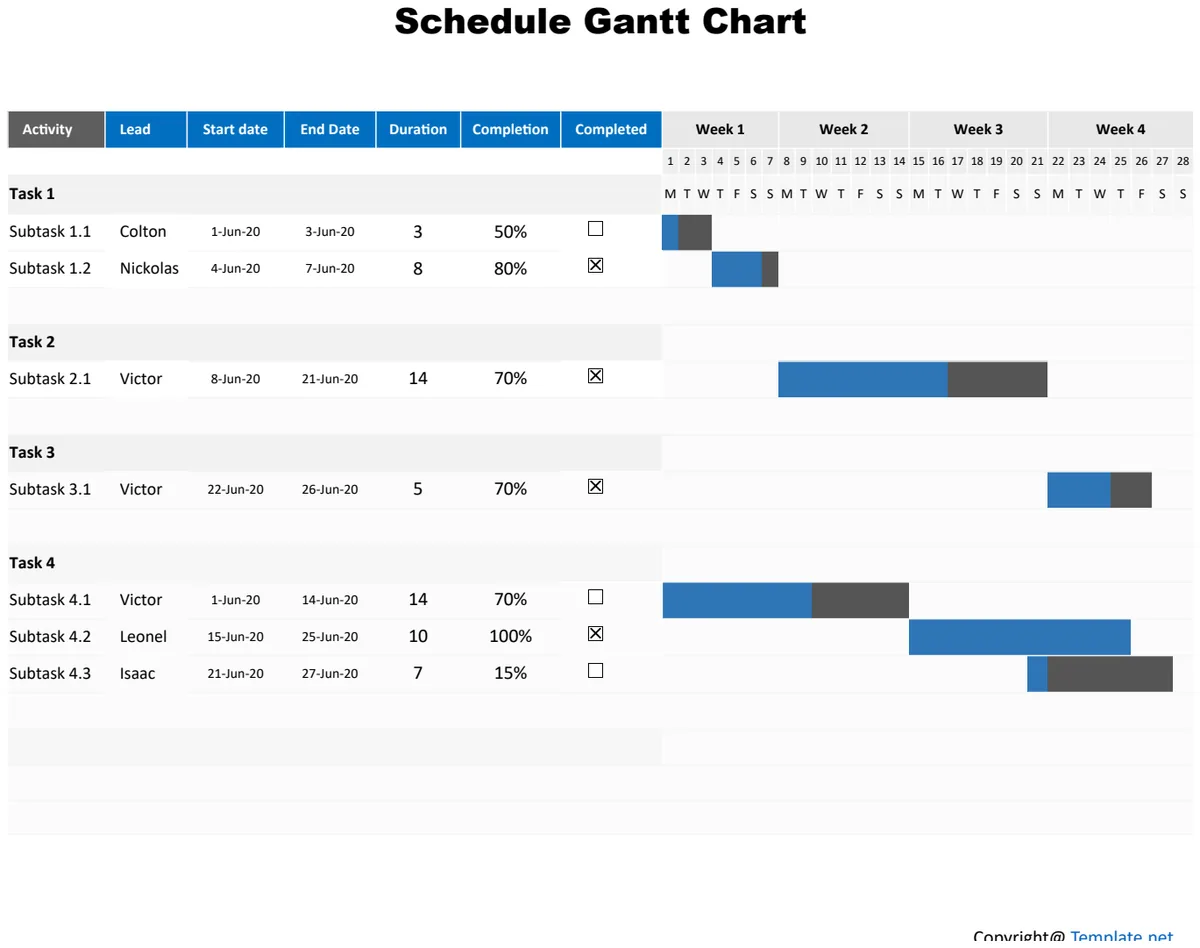 Basic Schedule Gantt Chart preview