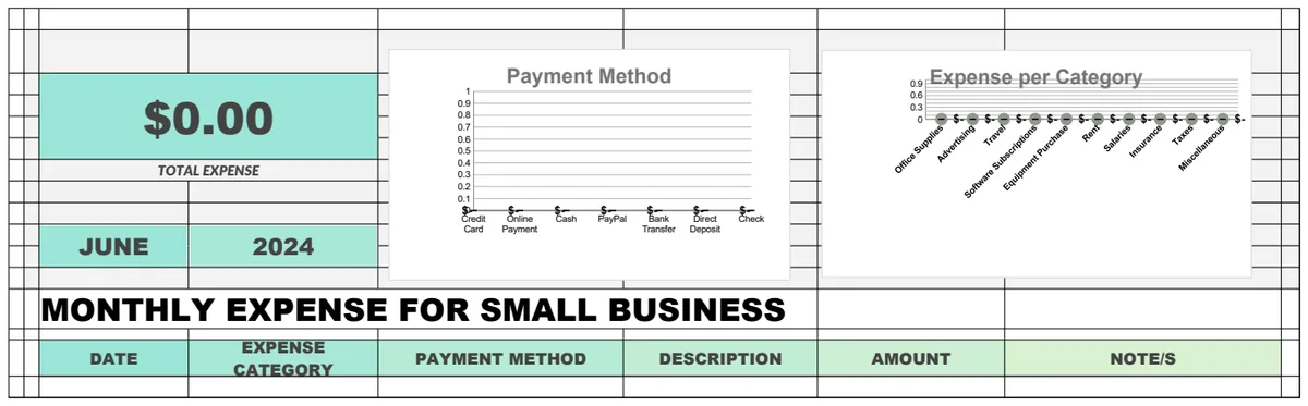 Monthly Expense for Small Business Template preview