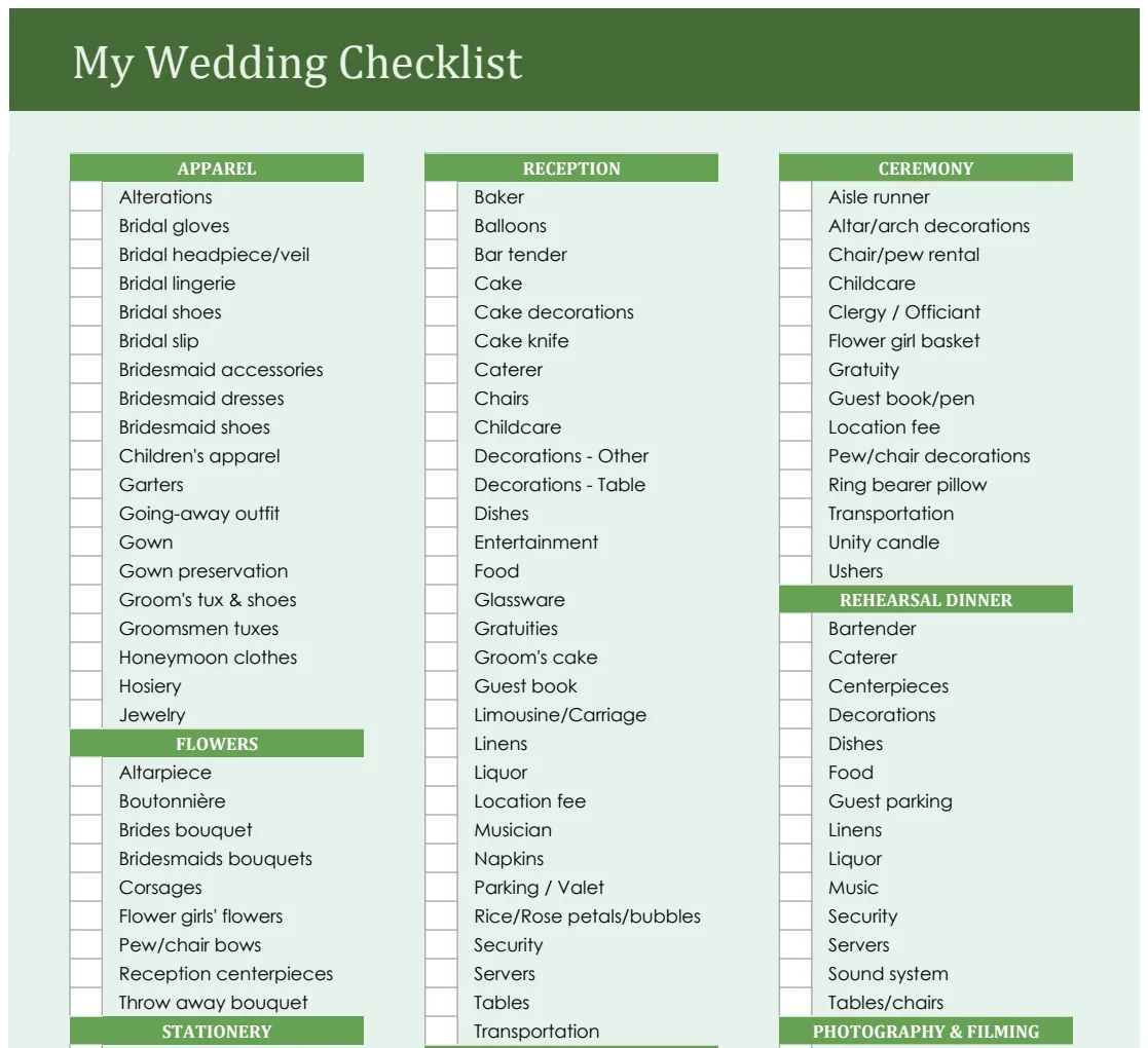 Wedding Checklist preview