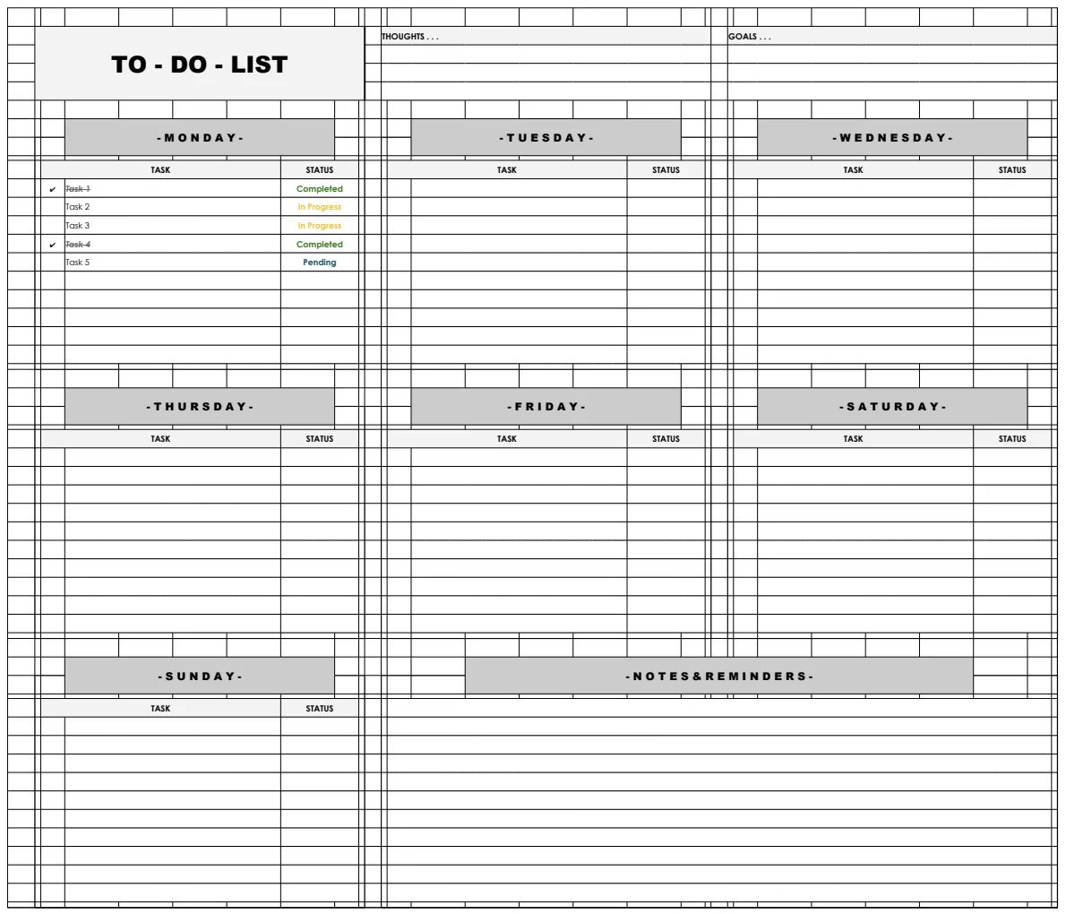 Sample To Do List Template preview