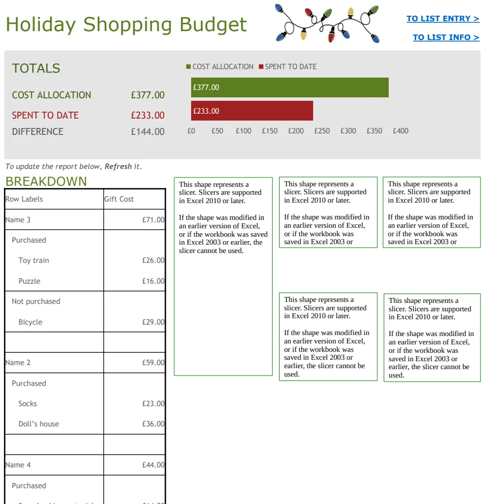 Holiday Shopping Budget preview