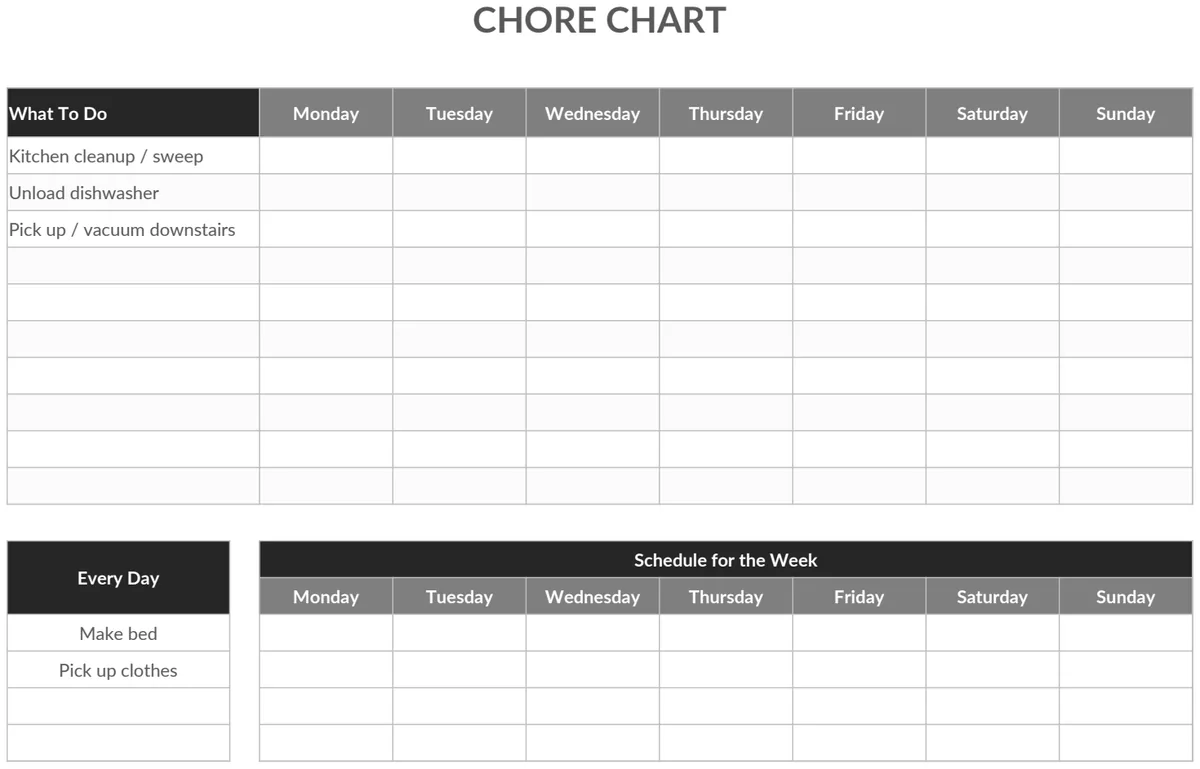 Chore Chart Template preview