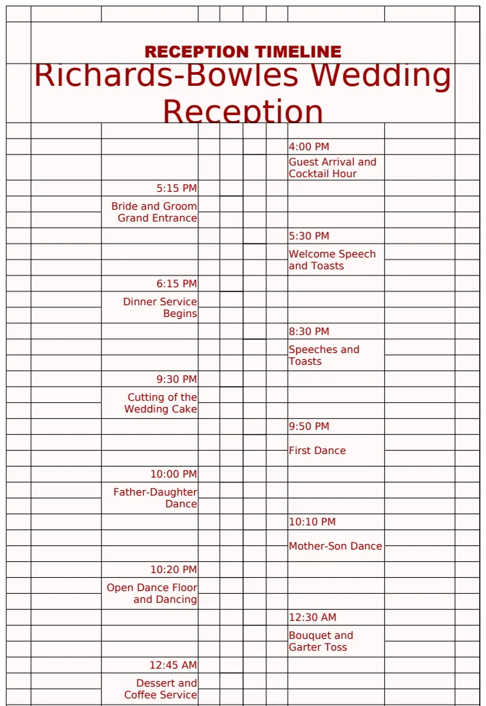 Reception Timeline preview