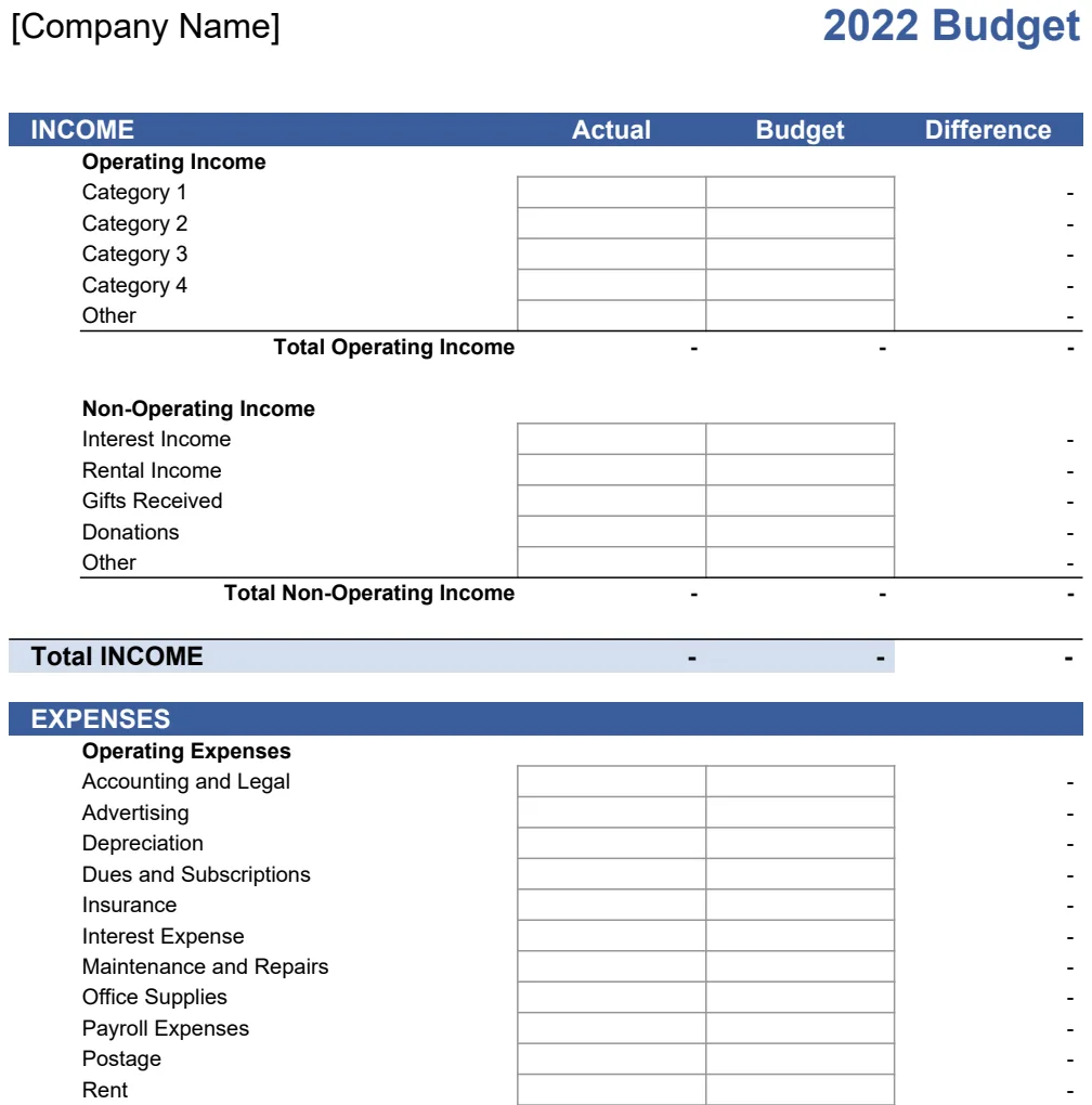 Business Budget Template preview