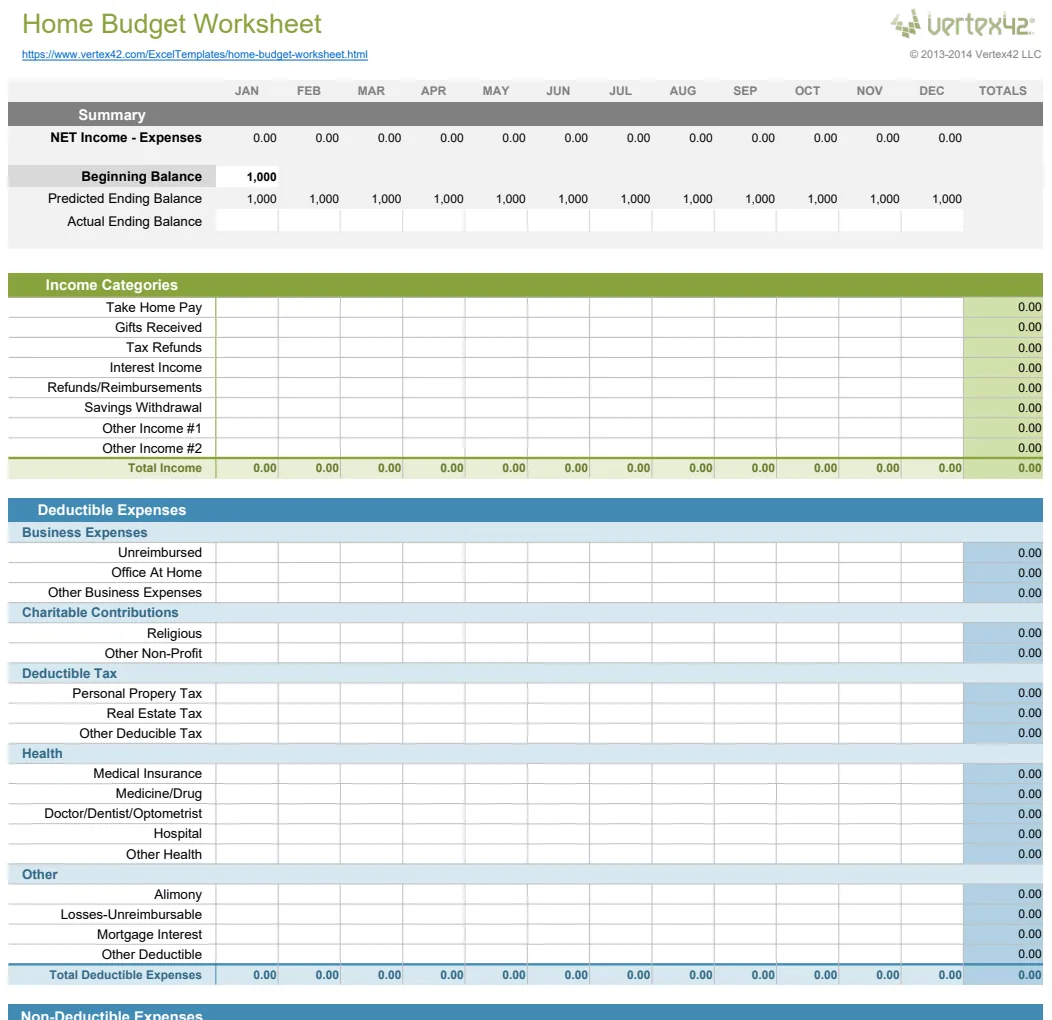 Home Budget Worksheet preview