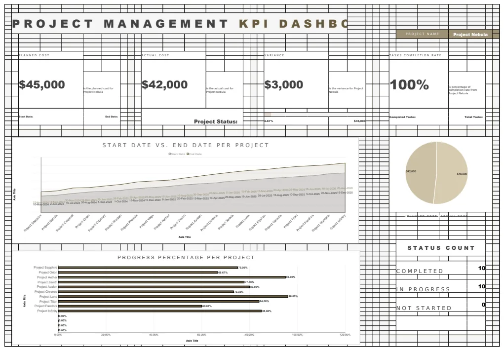 Project Management KPI Dashboard Template preview