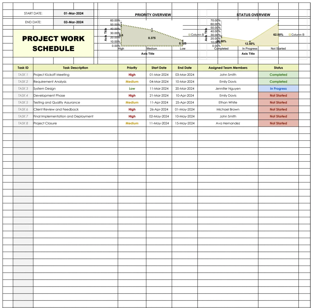 Project Work Schedule Template preview
