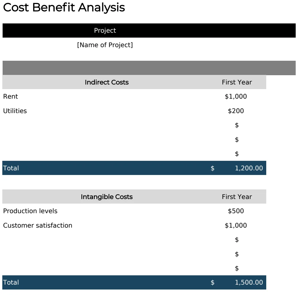 Cost Benefit Analysis Template preview