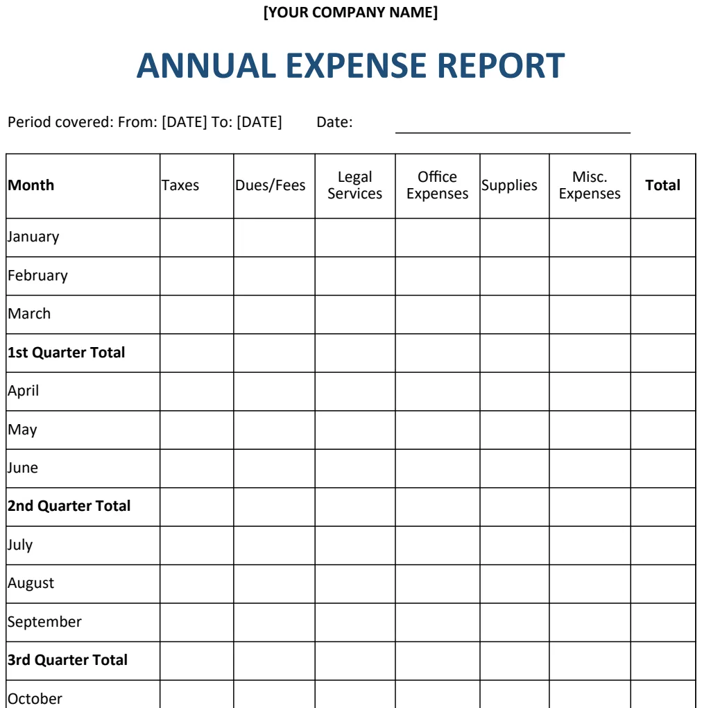 Annual Expense Report preview