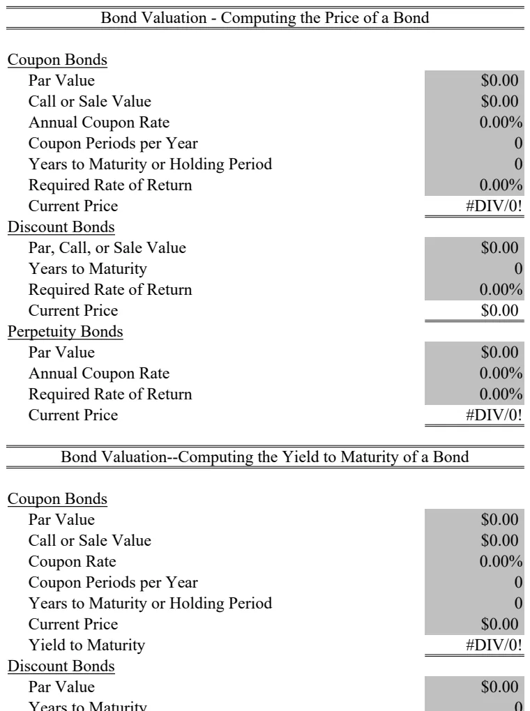 Bond Valuation Calculator preview
