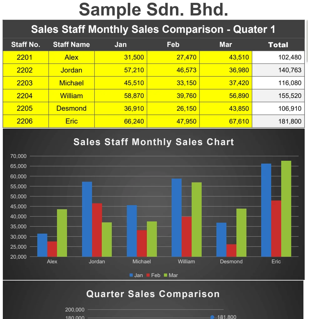 Sales Staff Monthly Sales Comparison preview