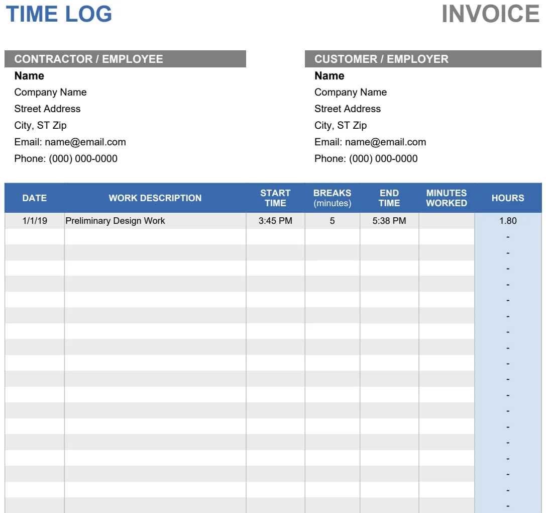 Time Log Invoice Tracker preview