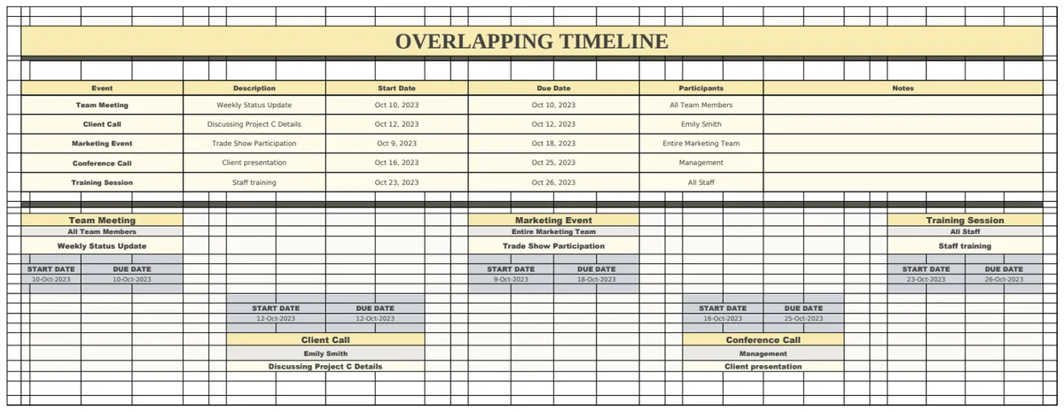 Overlapping Timeline Template preview