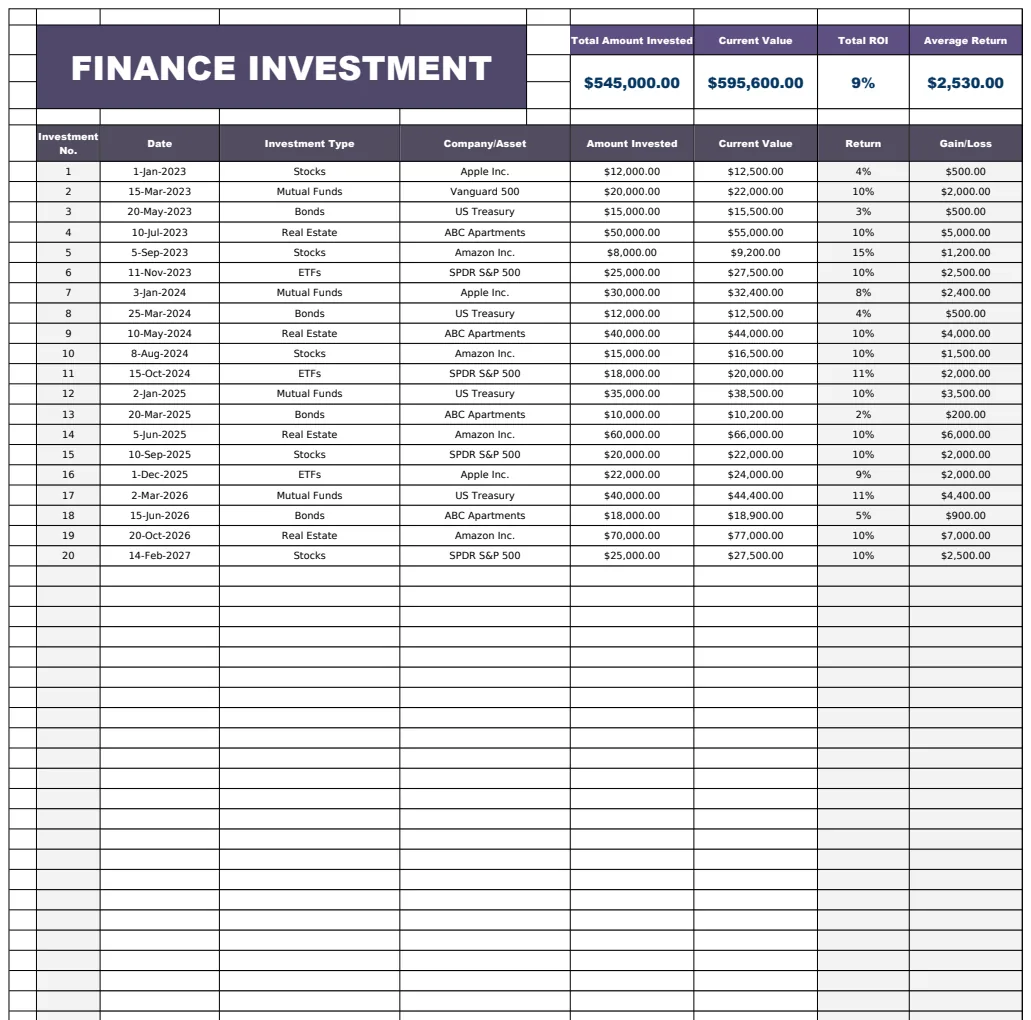 Finance Investment Template preview