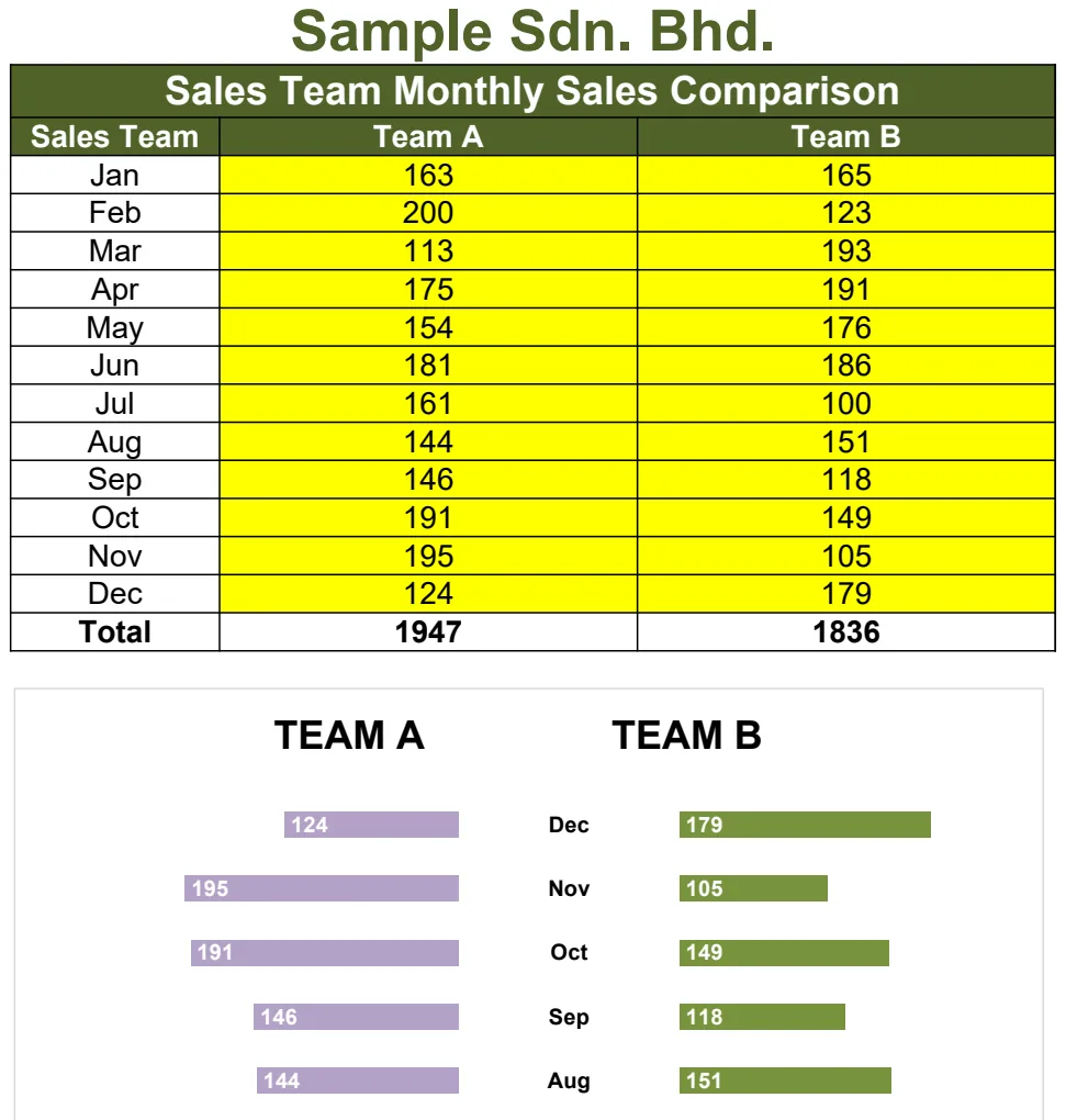 Sales Team Monthly Sales Comparison preview