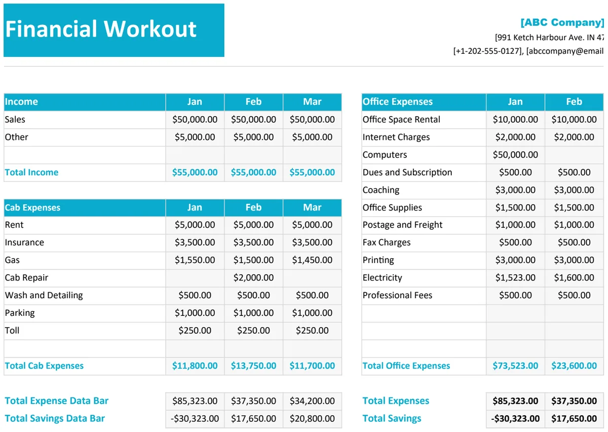 Financial Worksheet preview