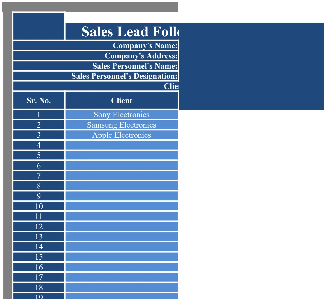 Sales Lead Follow Up Planner preview