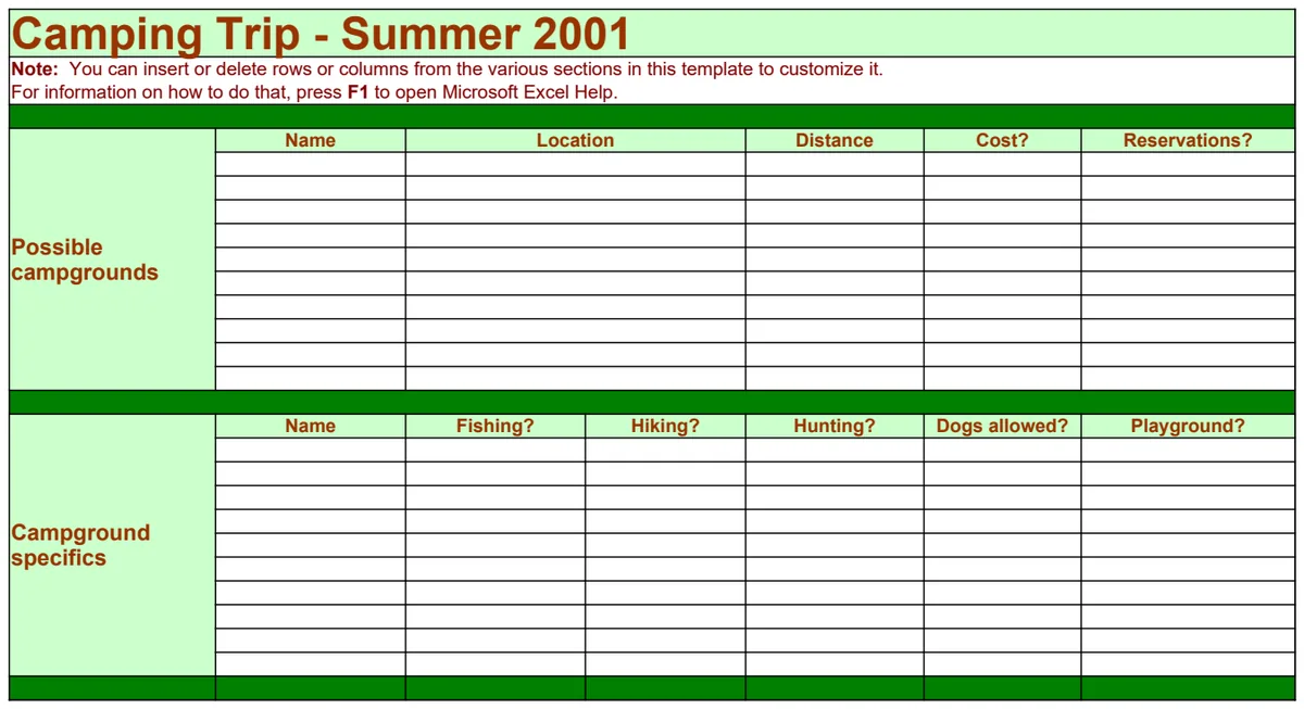Camping Trip Planner preview