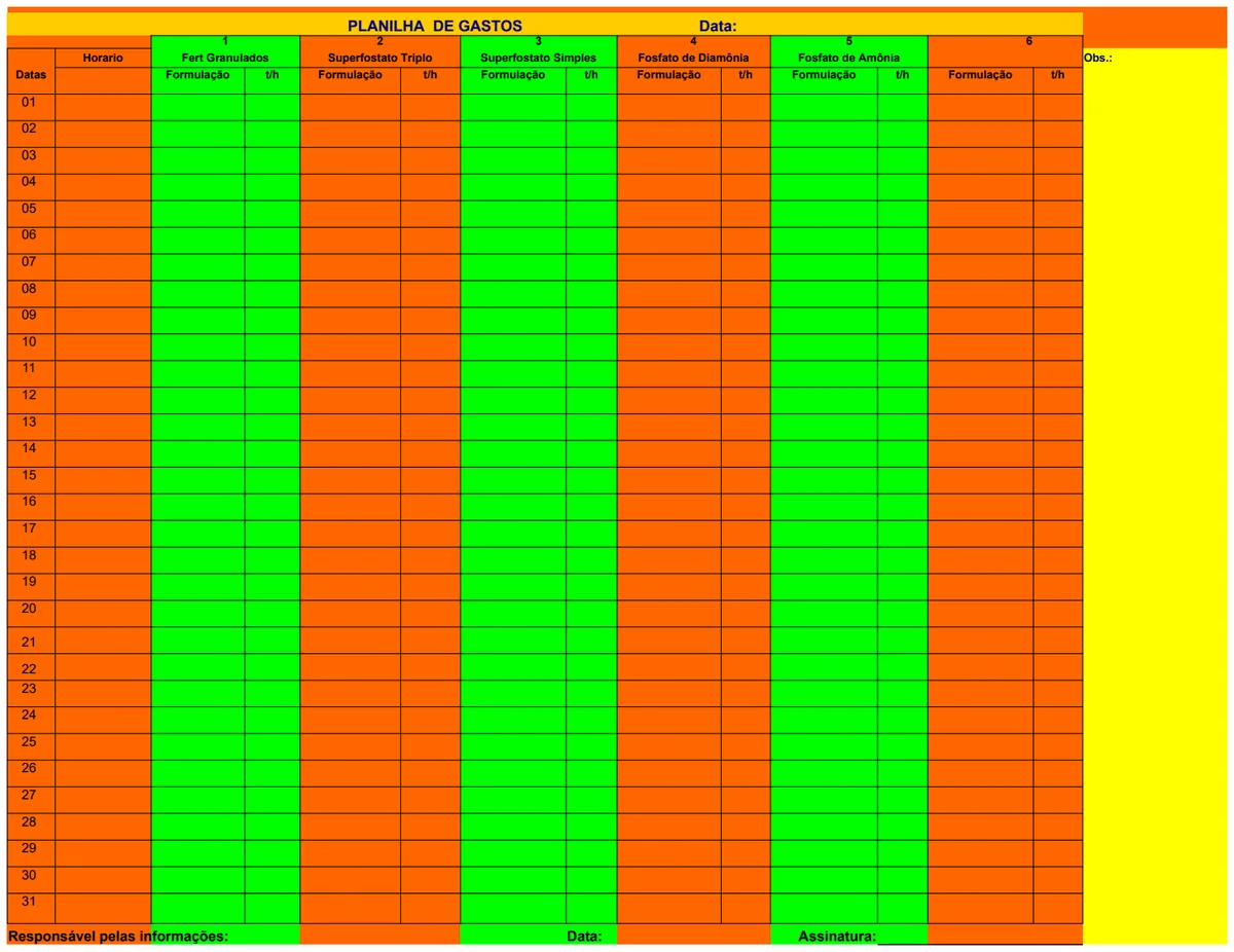 Expense Tracking Spreadsheet (Portuguese) preview