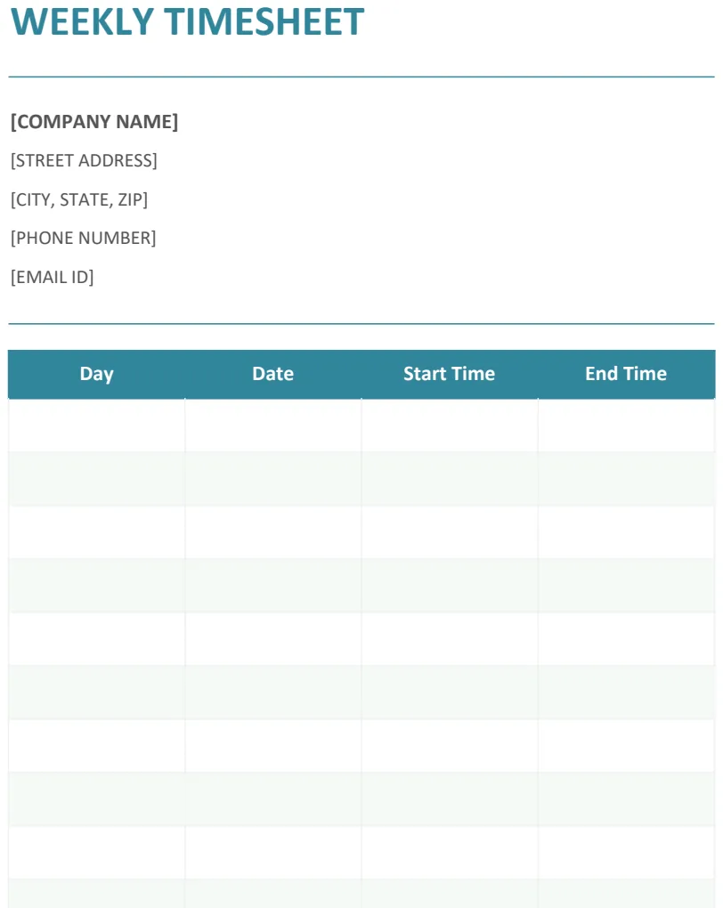 Weekly Timesheet Template preview