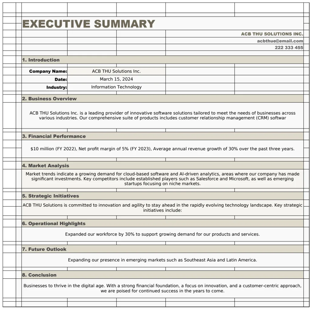 Executive Summary Template preview