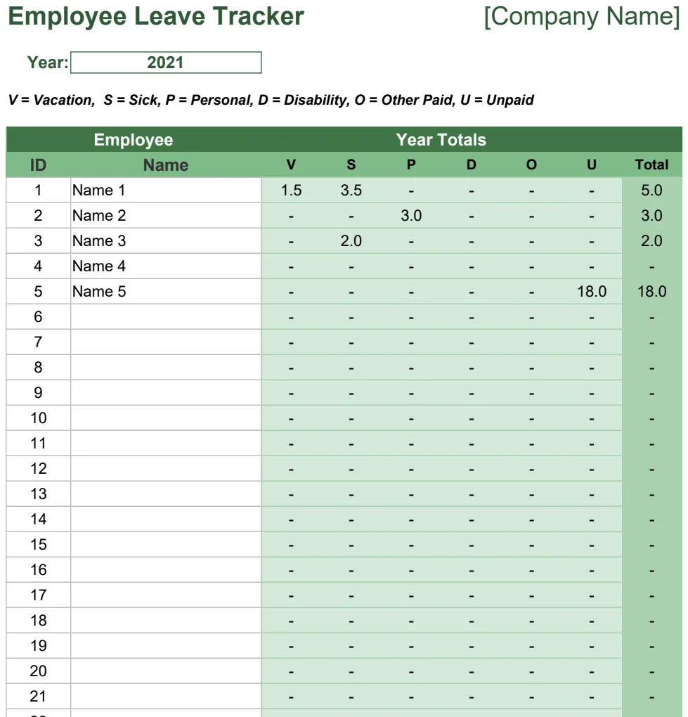 Employee Leave Tracker preview