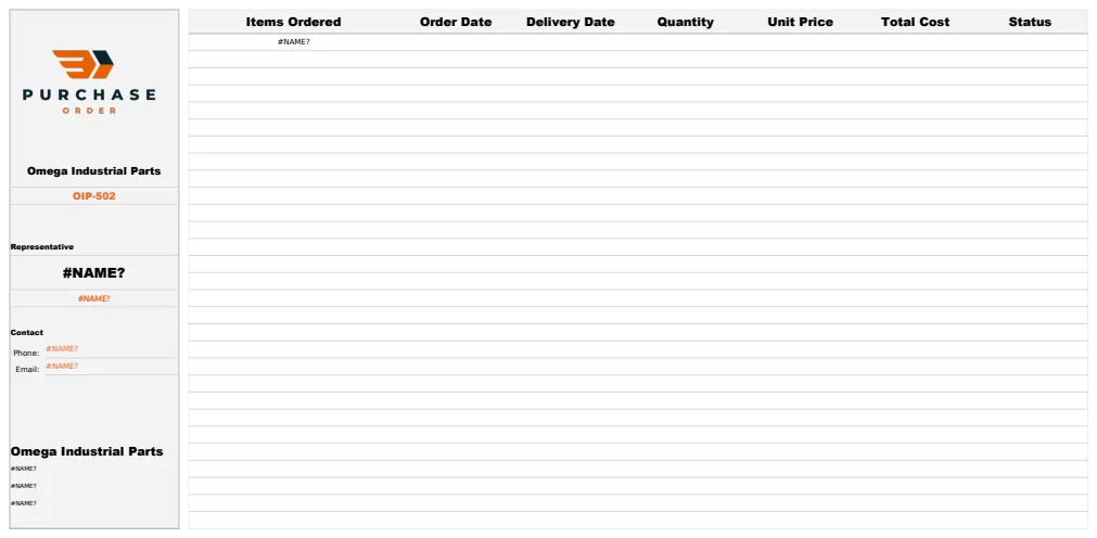 Purchase Order Monitoring Template preview