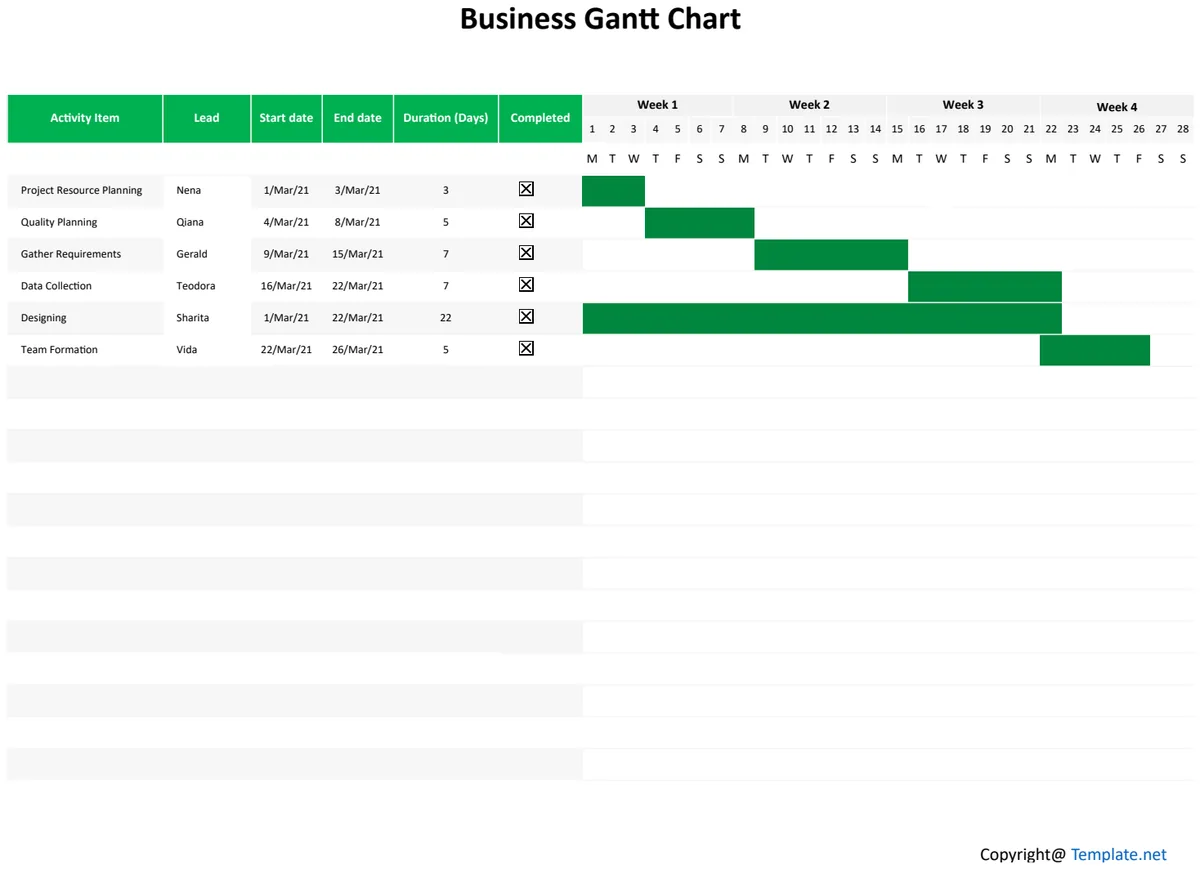 Basic Business Gantt Chart preview
