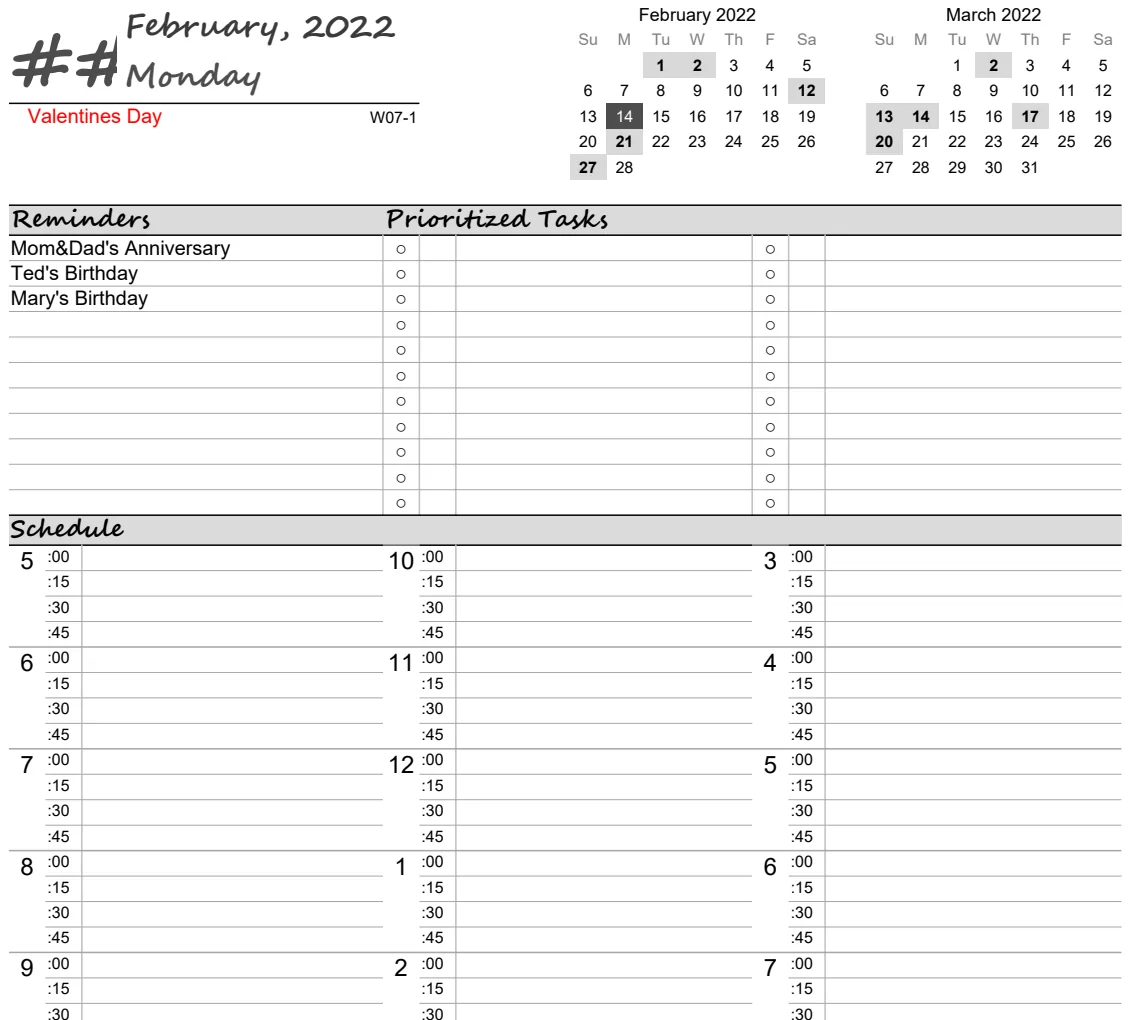Printable Daily Planner V2 preview