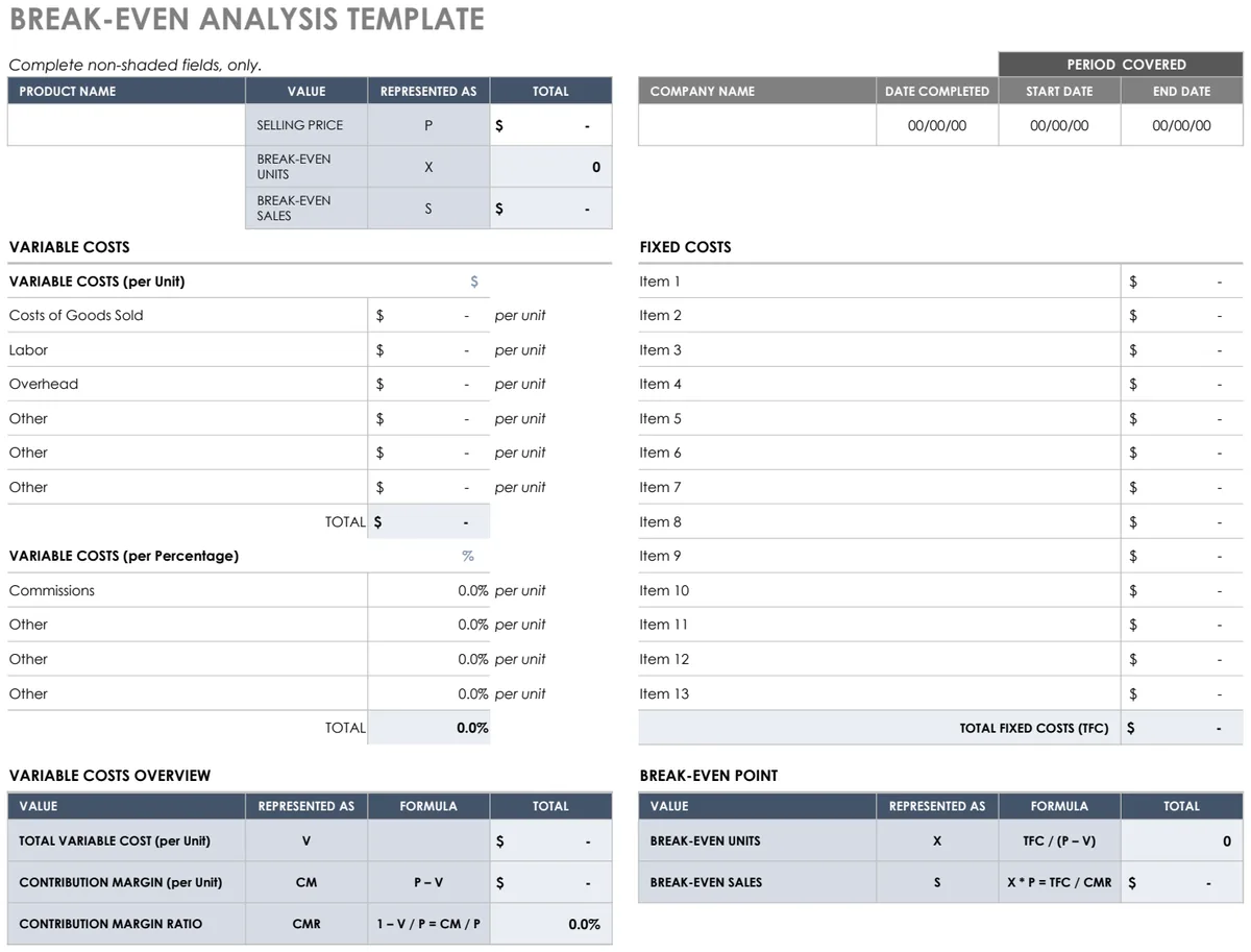 Break Even Analysis preview