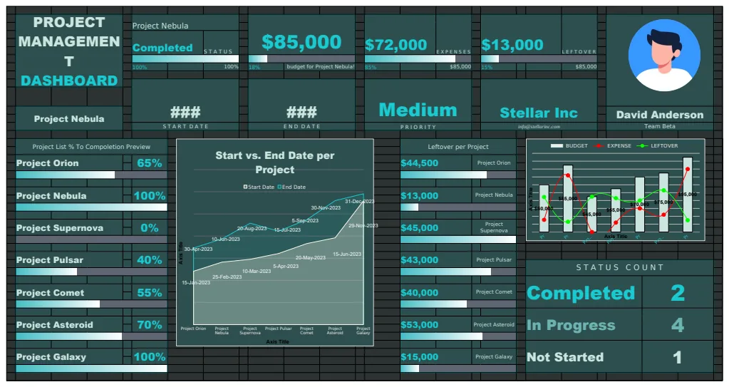 Project Management Dashboard Template preview