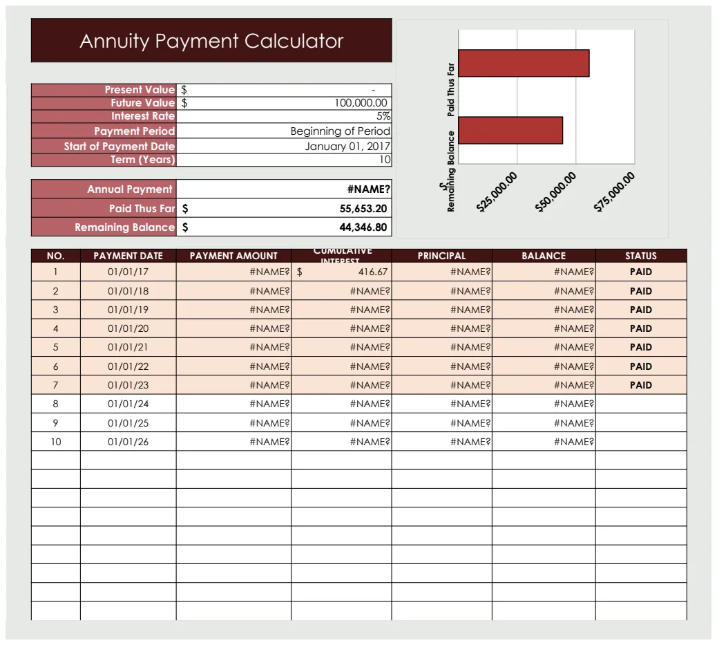 Annuity Calculator Template preview