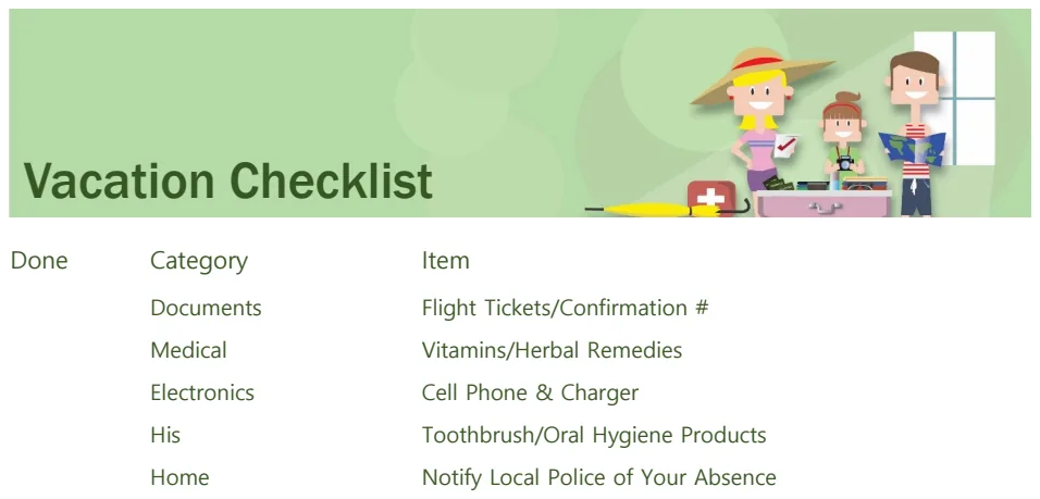 Family Vacation Checklist preview
